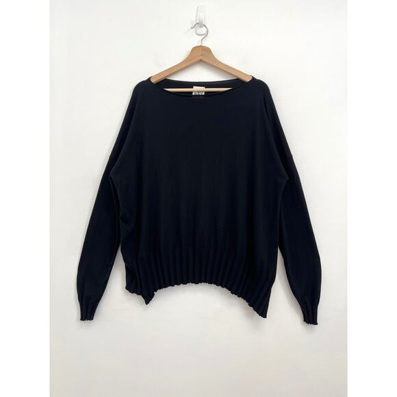 PLANET by Lauren G. Boat-Neck Ribbed Trim Asymmetrical...